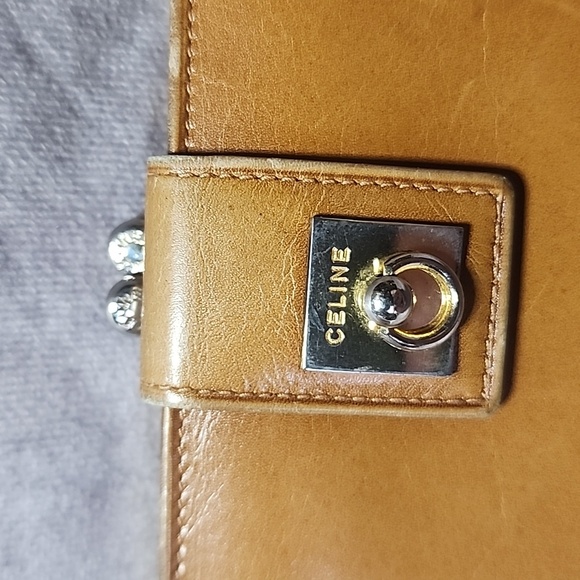 Celine Gold Doorknocker Mustard Yellow Kisslock Compact Snap Wallet - Picture 4 of 10